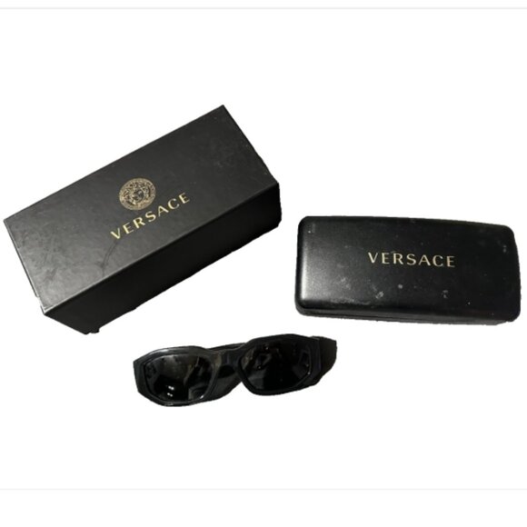 Versace VE4361F Women\'s Black Square Sunglasses Gold Medusa